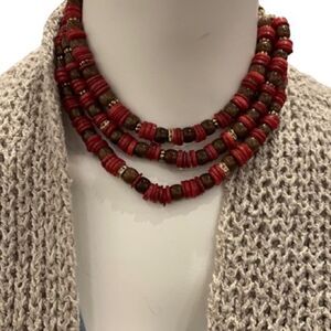 Free People Red Layered Necklace